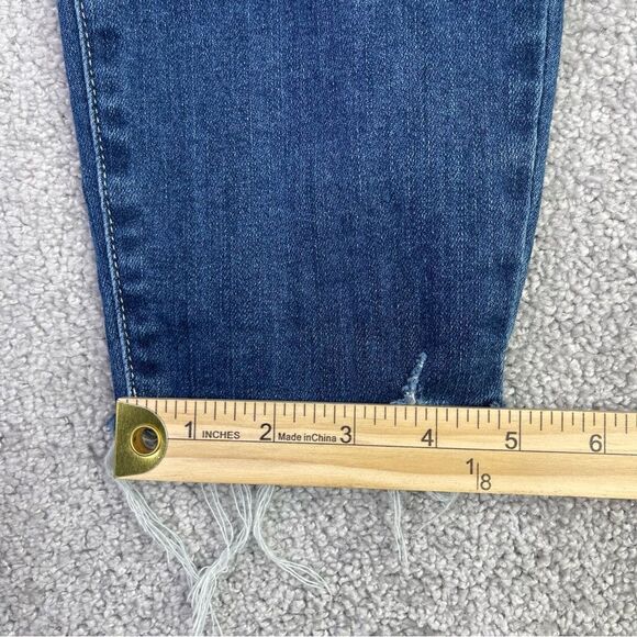 Paige Jeans Women's 30 Blue Skinny Mid-Rise Dark Denim Verdugo Ankle Distressed - Picture 14 of 15